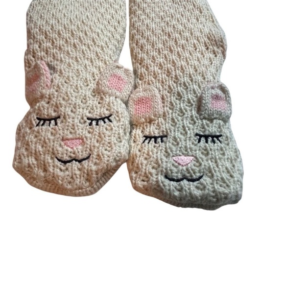 Jane & Bleecker Pair Slipper Knit Faux Socks Cat Fleece Fuzzy Warm Gift - Picture 4 of 12